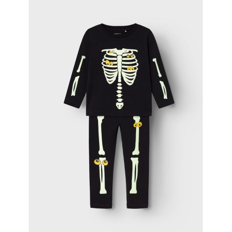 NAME IT MINI Halloween skelet sæt - Black / Yellow