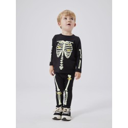 NAME IT MINI Halloween skelet sæt - Black / Yellow