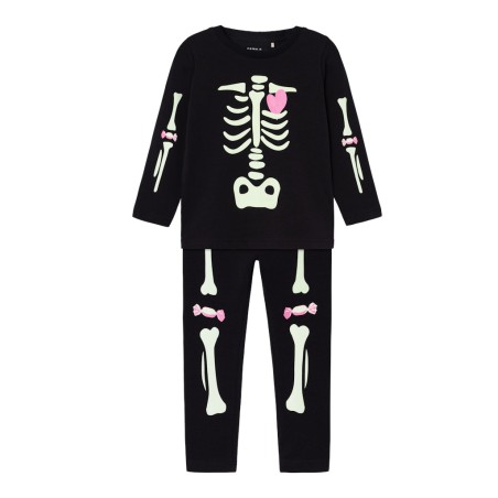 NAME IT MINI Halloween Skelet Sæt - Sort / Pink