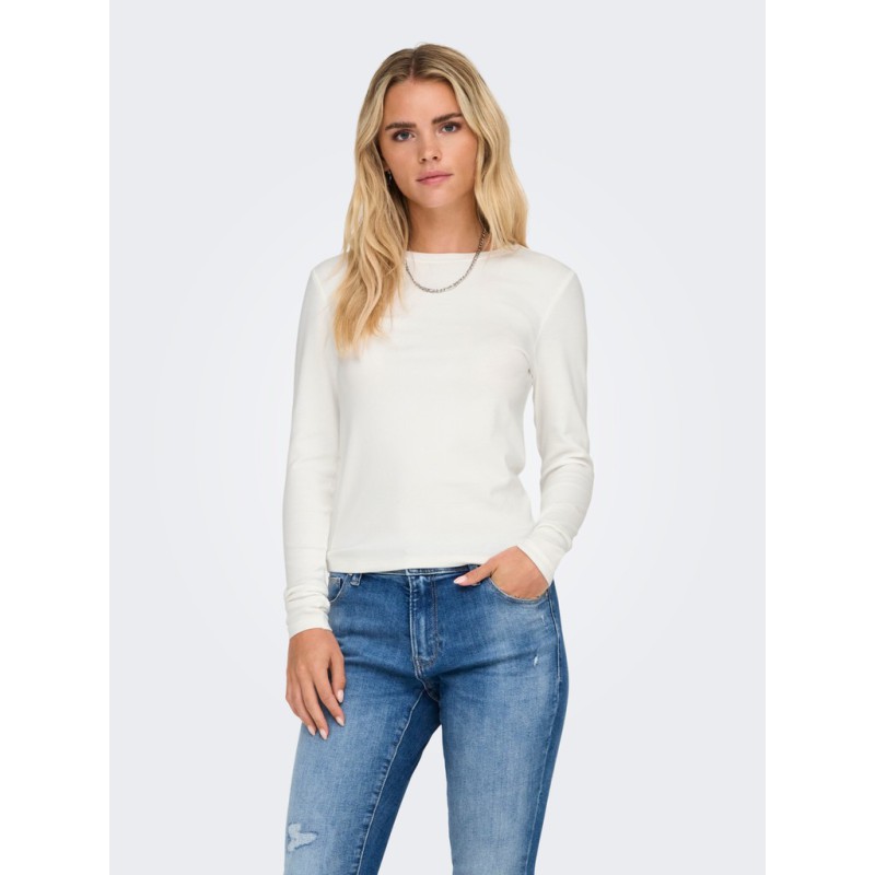 ONLY Riley langærmet bluse - Cloud Dancer