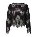 PIECES Norinne langærmet blonde bluse - Black