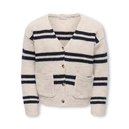 KIDS ONLY Sophie v-neck strikcardigan - Pumice Stone