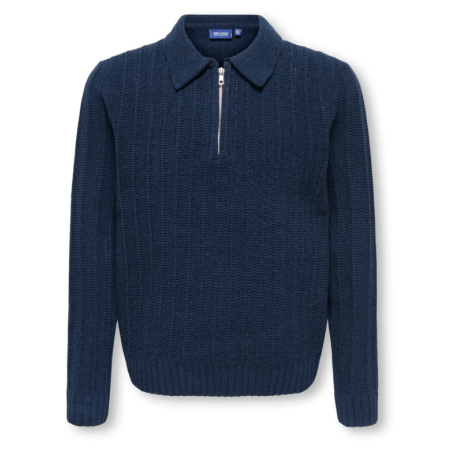 ONLY & SONS JUNIOR Emil zip strikpolo - Dark Sapphire