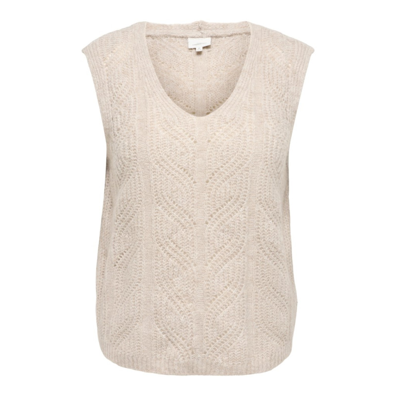 ONLY CARMAKOMA Sophie v-neck strikvest - Pumice Stone