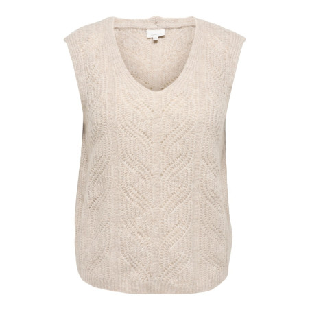 ONLY CARMAKOMA Sophie v-neck strikvest - Pumice Stone