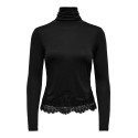 JDY Sara rollneck lace bluse - Black