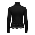 JDY Sara rollneck lace bluse - Black