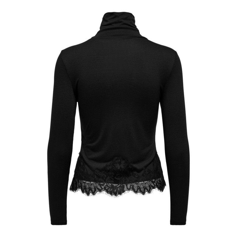JDY Sara rollneck lace bluse - Black