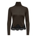 JDY Sara rollneck lace bluse - Mulch