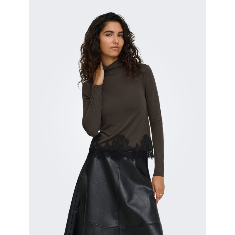 JDY Sara rollneck lace bluse - Mulch