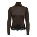 JDY Sara rollneck lace bluse - Black Olive