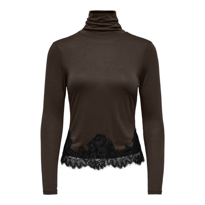 JDY Sara rollneck lace bluse - Black Olive