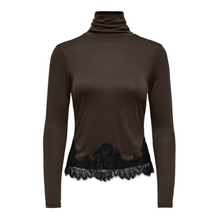JDY Sara rollneck lace bluse - Black Olive