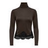 JDY Sara rollneck lace bluse - Black Olive