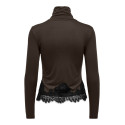 JDY Sara rollneck lace bluse - Black Olive