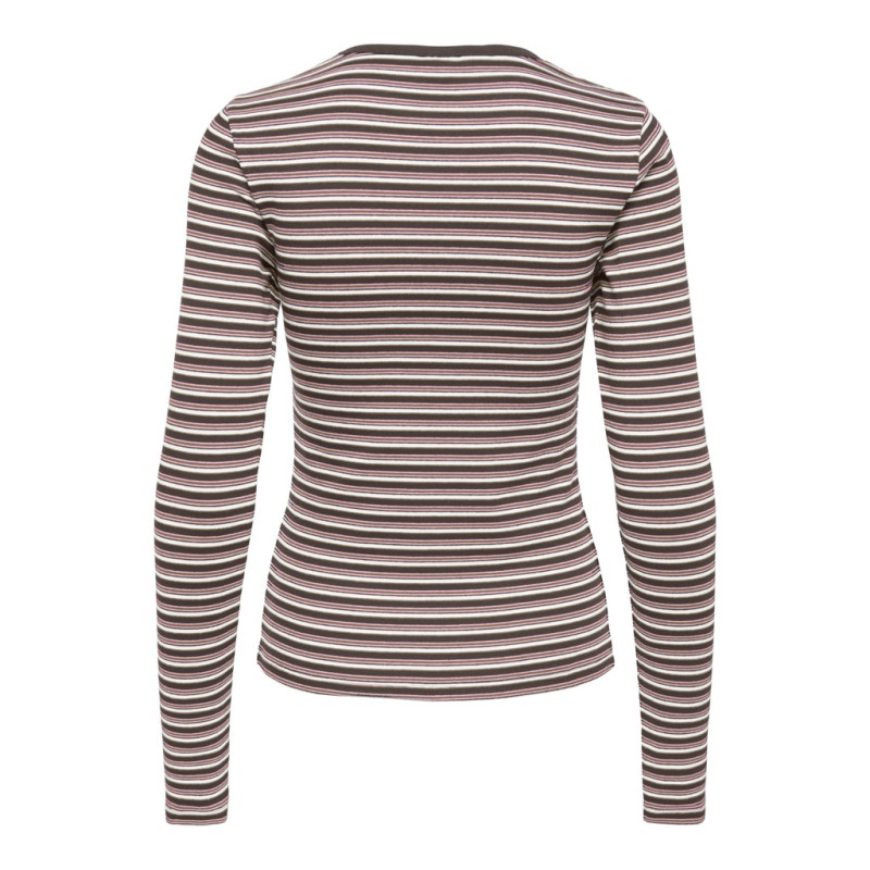 JDY Bali langærmet bluse - Mulch / Pink Nectar Comb