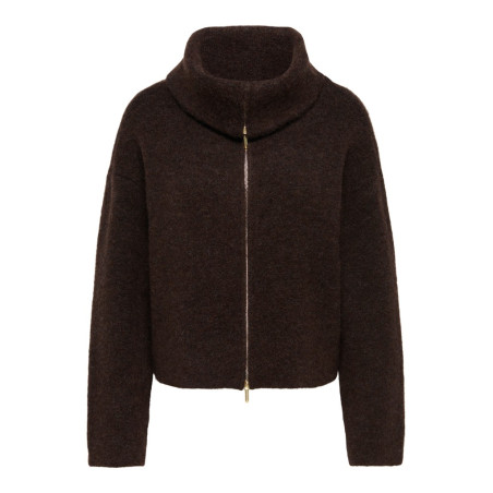 JDY Zelina 2 way zip strikcardigan - Chocolate Torte