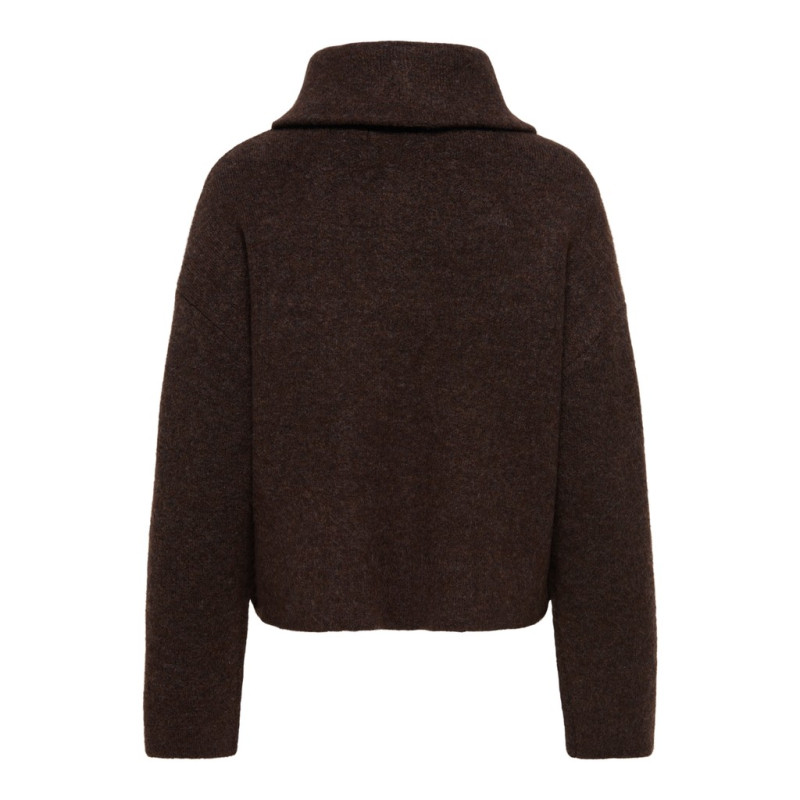 JDY Zelina 2 way zip strikcardigan - Chocolate Torte