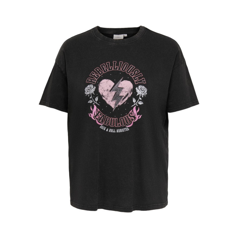 ONLY CARMAKOMA Tico loose print T-shirt - Black / Rose