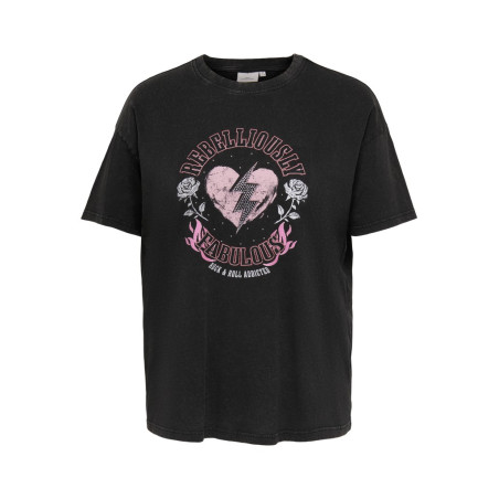 ONLY CARMAKOMA Tico loose print T-shirt - Black / Rose