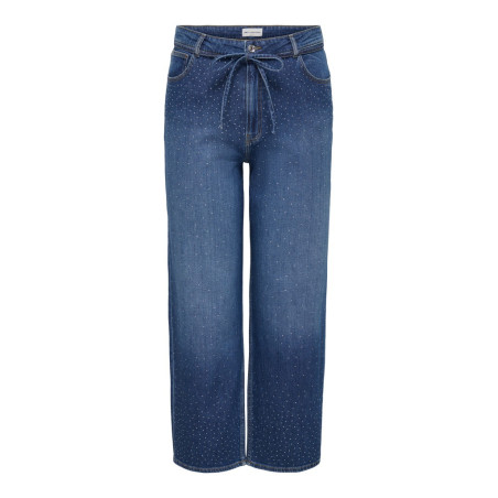 ONLY CARMAKOMA Gianna rhinestone straight denim jeans - Dark Blue Denim