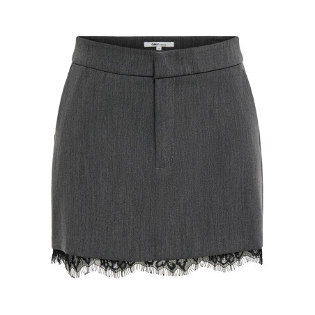 ONLY Raven short lace nederdel - Dark Grey Melange