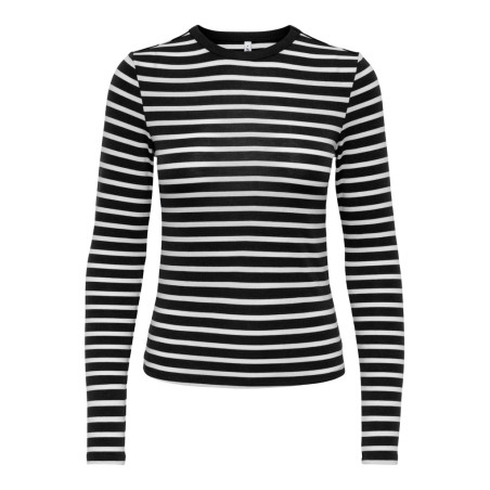 ONLY Evie stripe langærmet bluse - Black
