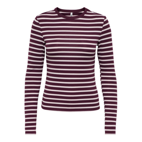 ONLY Evie stripe langærmet bluse - Winetasting