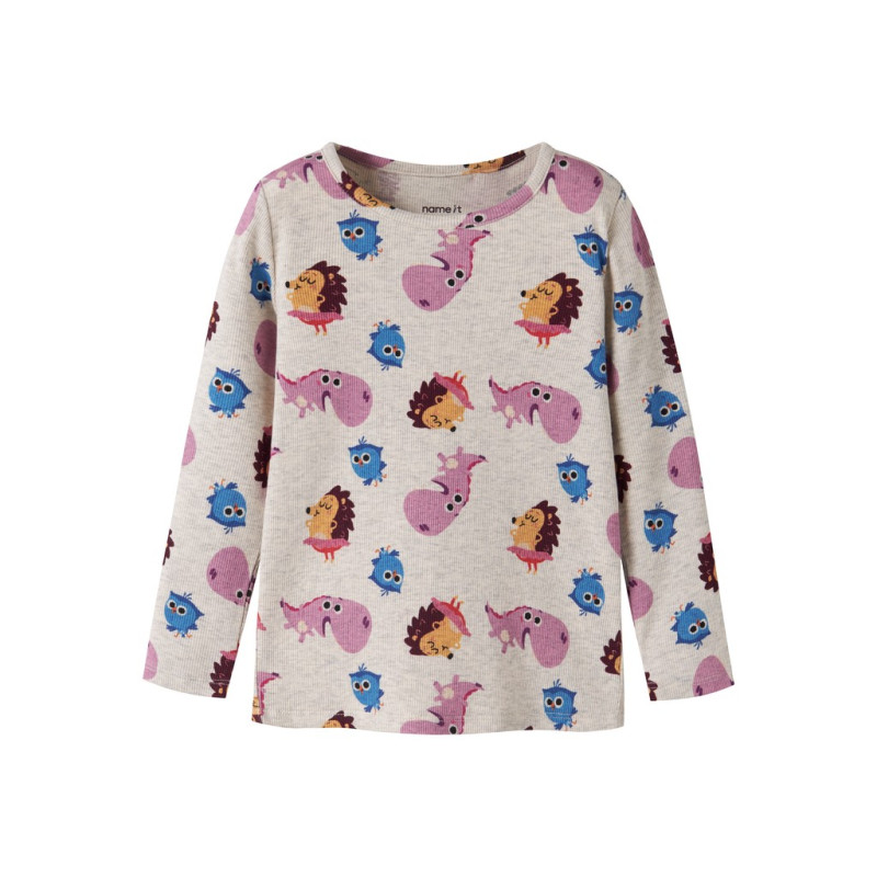 NAME IT MINI Pige - Abesa Børste slim bluse - Peyote Melange