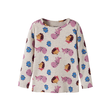 NAME IT MINI Pige - Abesa Børste slim bluse - Peyote Melange