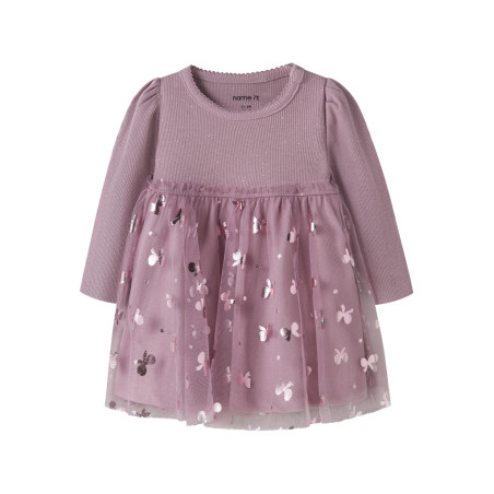 NAME IT BABY Pige - Rosally langærmet kjole - Mauve Shadows