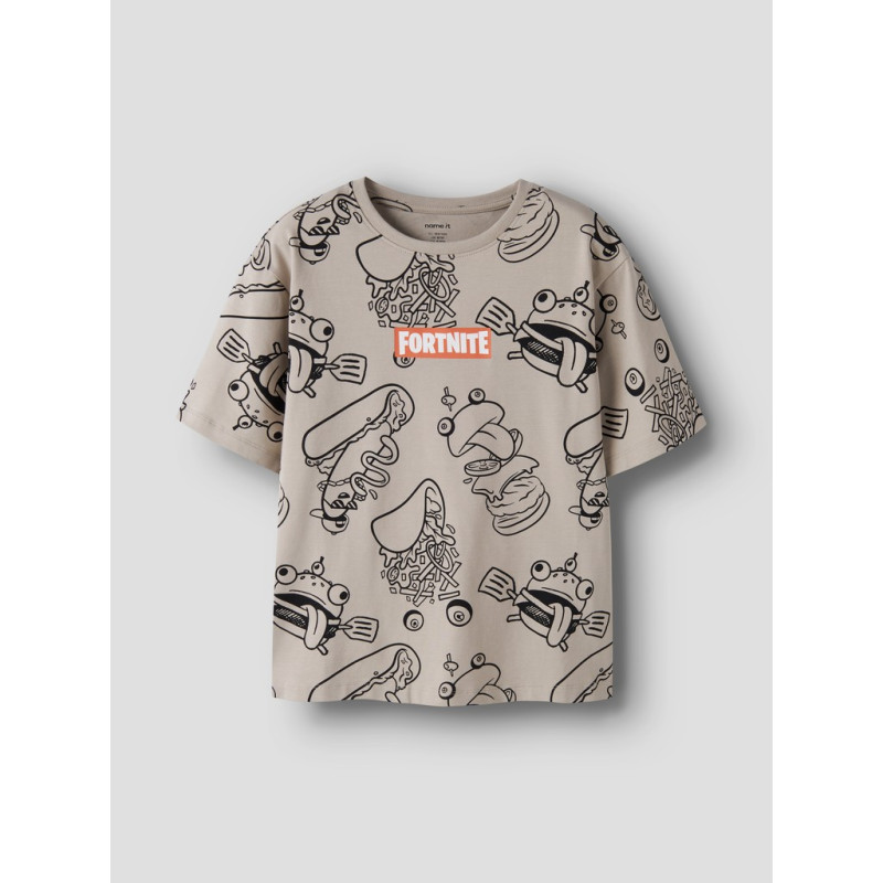 NAME IT KIDS Dreng - Olim Fortnite T-shirt - Island Fossil