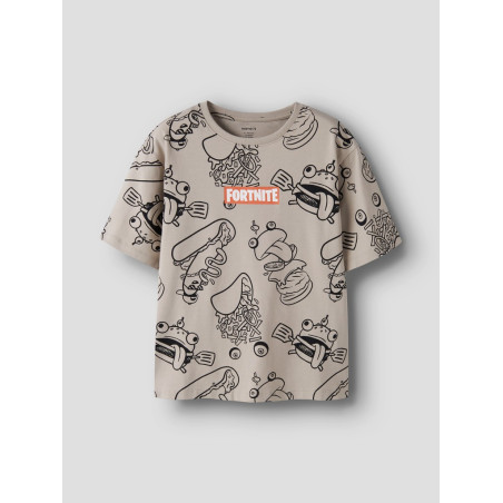 NAME IT KIDS Dreng - Olim Fortnite T-shirt - Island Fossil