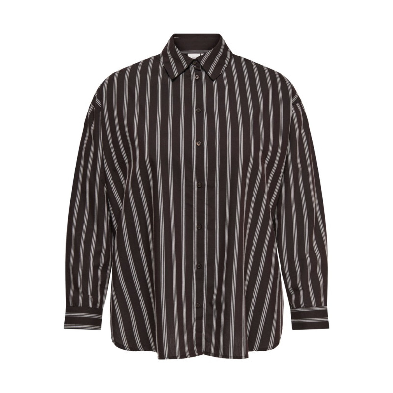 ONLY CARMAKOMA Liah stripe skjorte - Coffee Bean