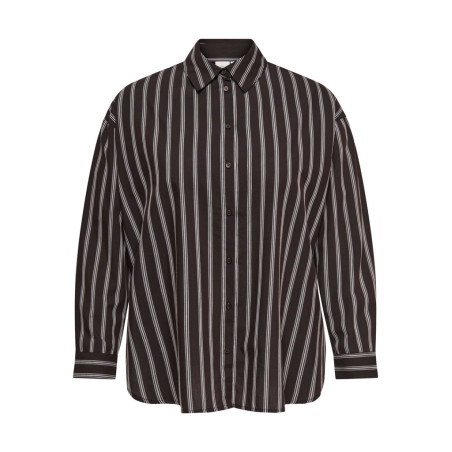 ONLY CARMAKOMA Liah stripe skjorte - Coffee Bean