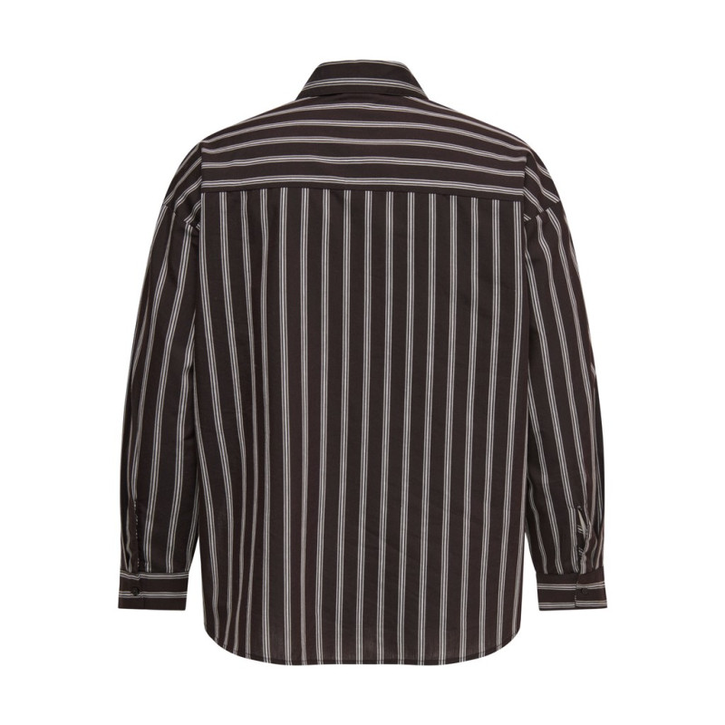 ONLY CARMAKOMA Liah stripe skjorte - Coffee Bean