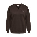 ONLY CARMAKOMA Slow loose print sweatshirt - Coffee Bean