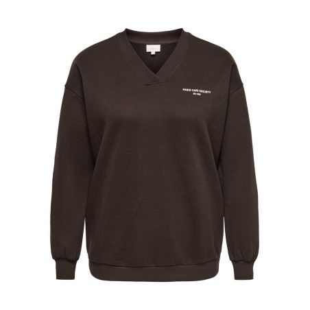 ONLY CARMAKOMA Slow loose print sweatshirt - Coffee Bean