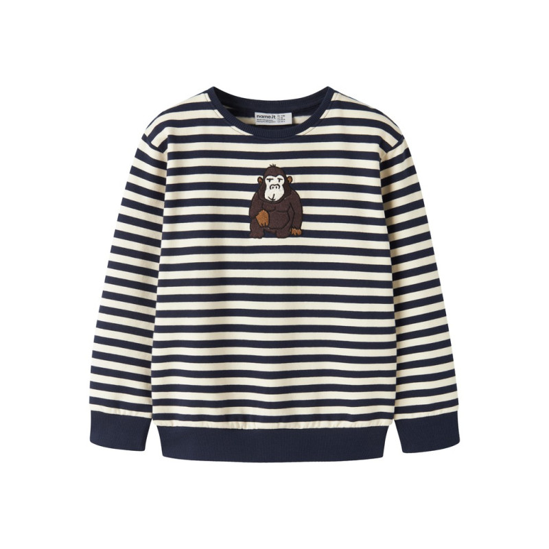NAME IT MINI Dreng - Rafan langærmet sweatshirt - Navy Blazer