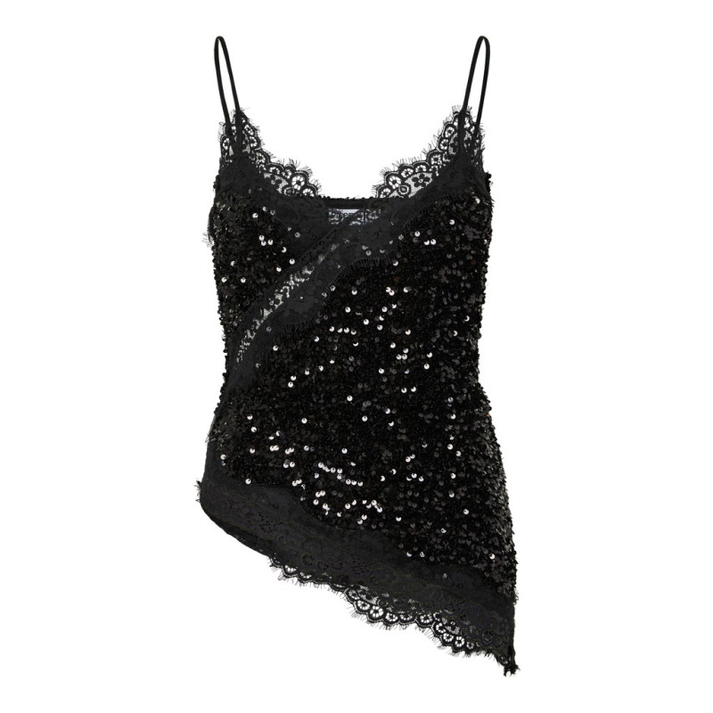 PIECES Kammy strap lace top - Black