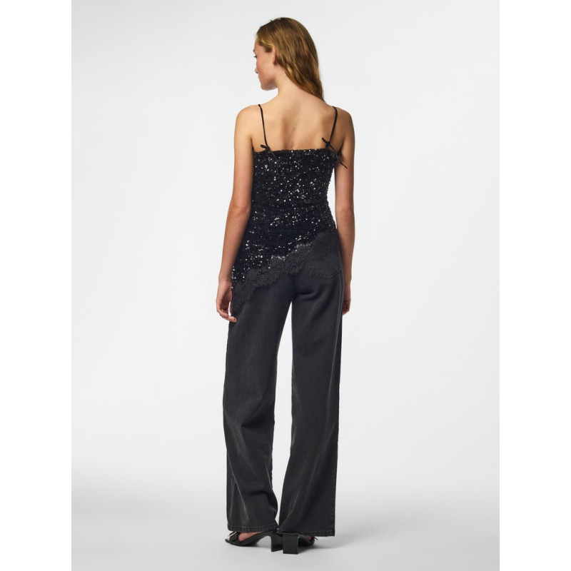 PIECES Kammy strap lace top - Black