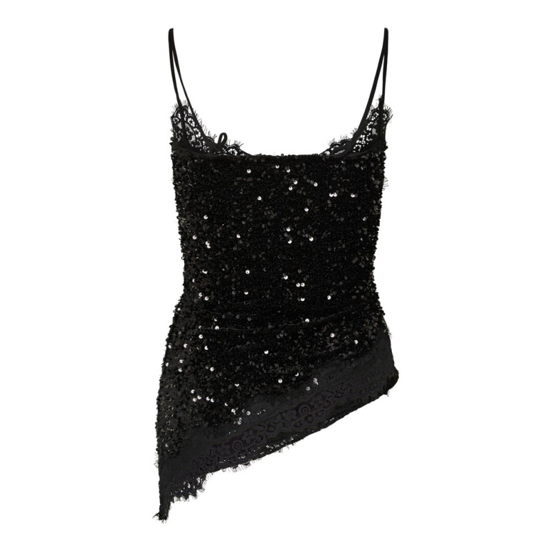 PIECES Kammy strap lace top - Black