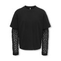 KIDS ONLY Lia lace sleeve langærmet T-shirt - Black