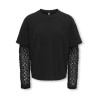 KIDS ONLY Lia lace sleeve langærmet T-shirt - Black