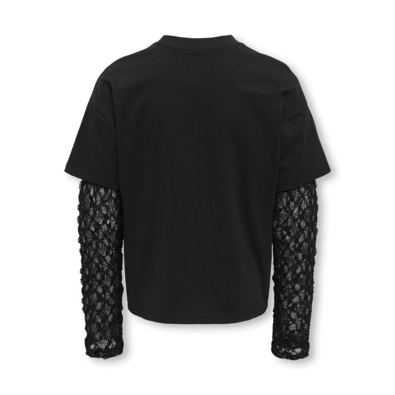 KIDS ONLY Lia lace sleeve langærmet T-shirt - Black