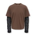 KIDS ONLY Lia lace sleeve langærmet T-shirt - Bracken