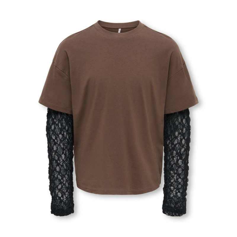 KIDS ONLY Lia lace sleeve langærmet T-shirt - Bracken