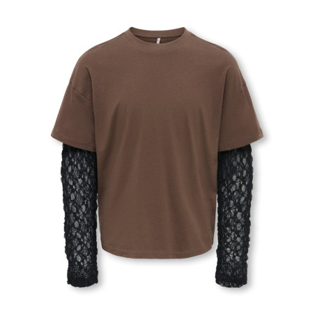 KIDS ONLY Lia lace sleeve langærmet T-shirt - Bracken