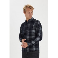 CASUAL FRIDAY Skjorte Med Tern - Mørk Blå