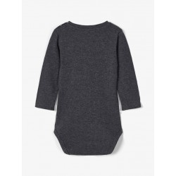 NAME IT BABY REJA LANGÆRMET BODY - Dark Grey Melange